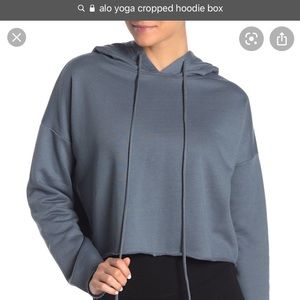 ALO YOGA box crop gray hoodie size s